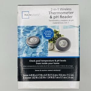 Mainstays 2-in-1 Multi-Function Wireless Pool Thermometer Ph Set with LCD NEW